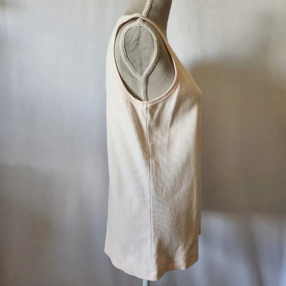 Chico's Women Size 2/12-14 (L) Pastel Pink Sleeveless Scoop Neck Ribbed Tank Top - Picture 7 of 12